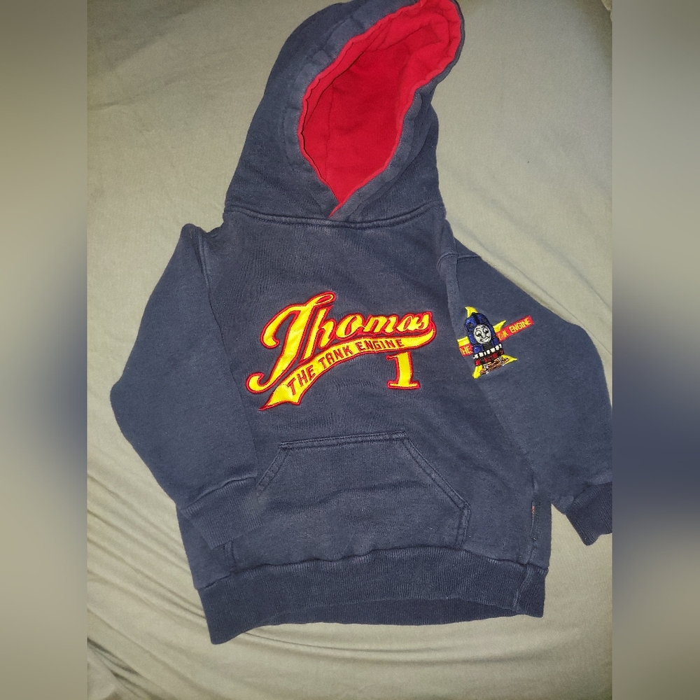 Thomas the Tank Engine Size 4 Boys Pullover Hoodie Navy Yellow and Red